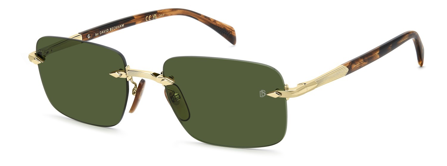 Sunglasses David Beckham Db 1195/S 208172 T5U QT color gold brown horn shape rectangle lenses green