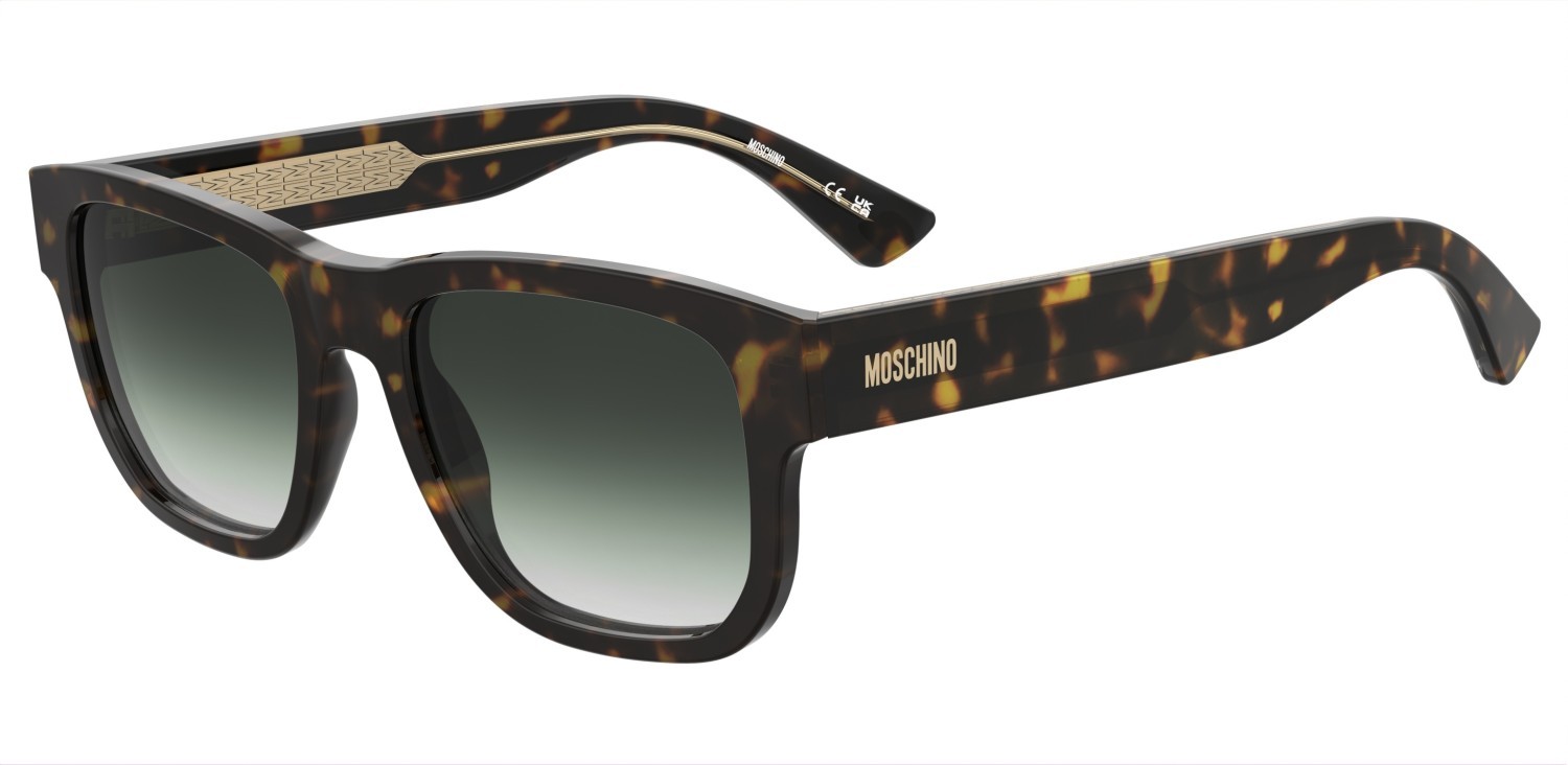 Occhiali da sole Moschino Mos202/S 208175 086 9K colore havana forma rettangolare lenti green shaded