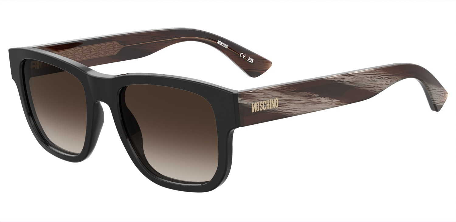 Occhiali da sole Moschino Mos202/S 208175 37N HA colore black horn forma rettangolare lenti brown shaded