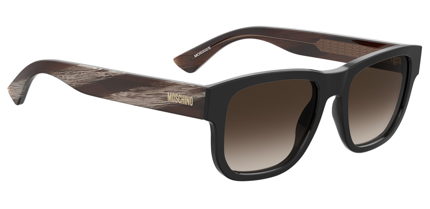 Occhiali da sole Moschino Mos202/S 208175 37N HA colore black horn forma rettangolare lenti brown shaded