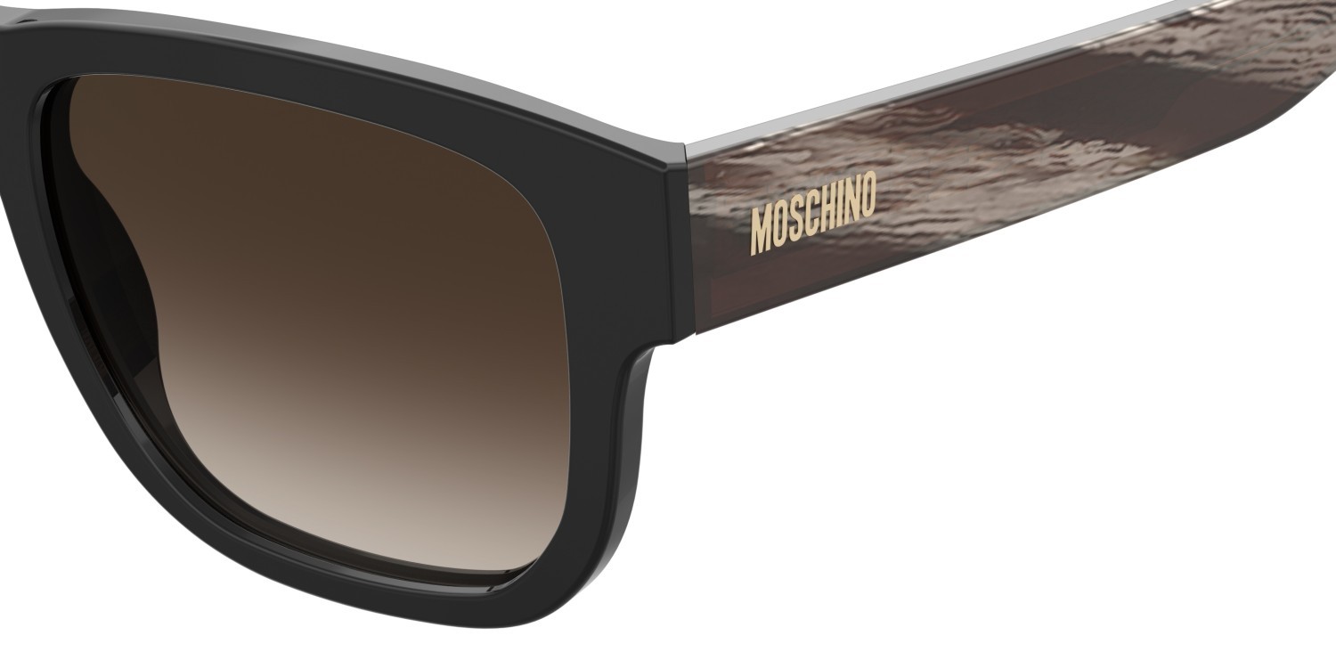 Occhiali da sole Moschino Mos202/S 208175 37N HA colore black horn forma rettangolare lenti brown shaded