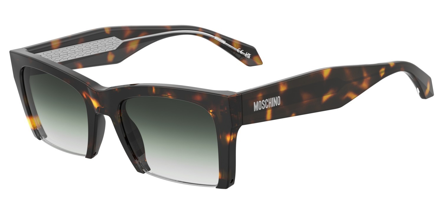 Occhiali da sole Moschino Mos196/S 208176 086 9K colore havana forma quadrato lenti green shaded