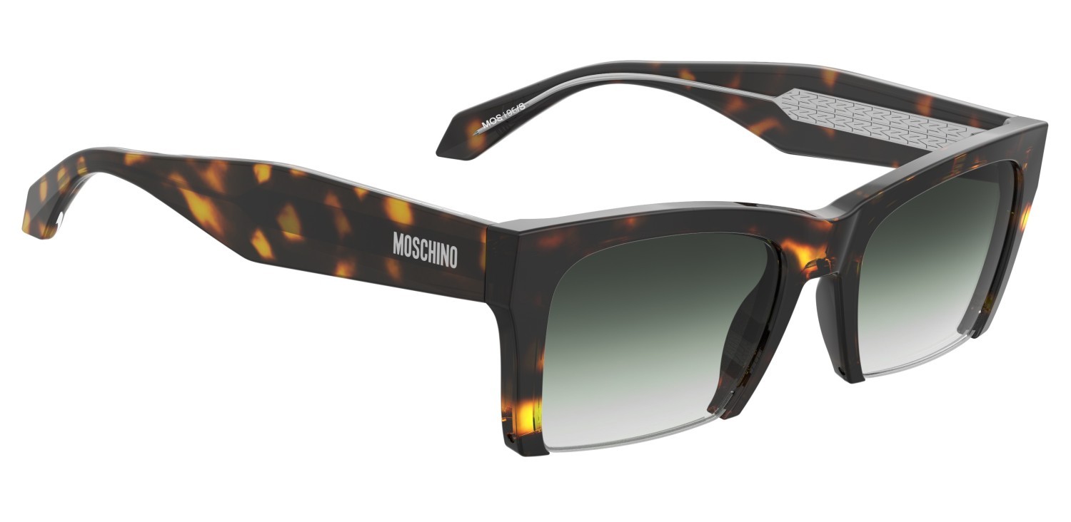 Occhiali da sole Moschino Mos196/S 208176 086 9K colore havana forma quadrato lenti green shaded