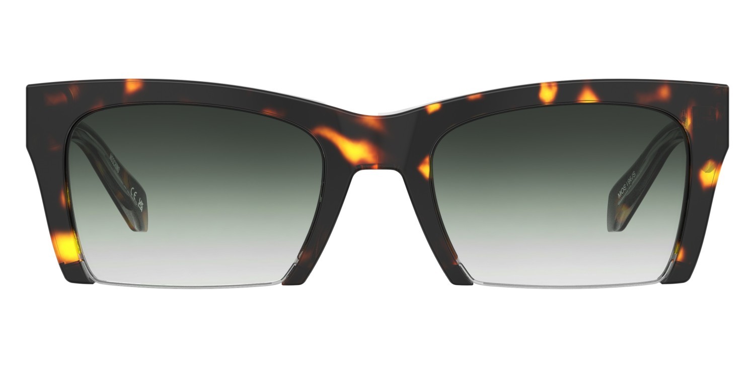 Occhiali da sole Moschino Mos196/S 208176 086 9K colore havana forma quadrato lenti green shaded