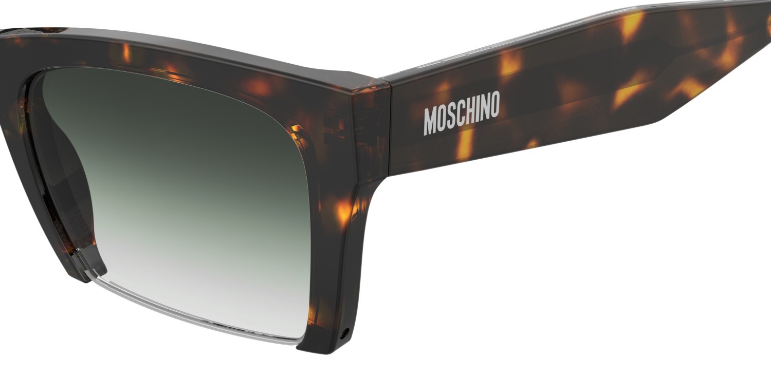 Occhiali da sole Moschino Mos196/S 208176 086 9K colore havana forma quadrato lenti green shaded