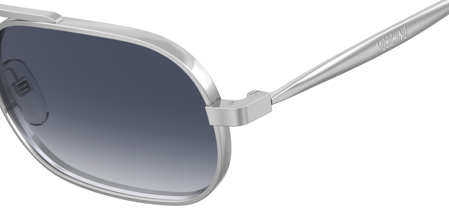 Occhiali da sole Moschino Mos198/S 208184 010 08 colore palladium forma ovale lenti dk blue shaded
