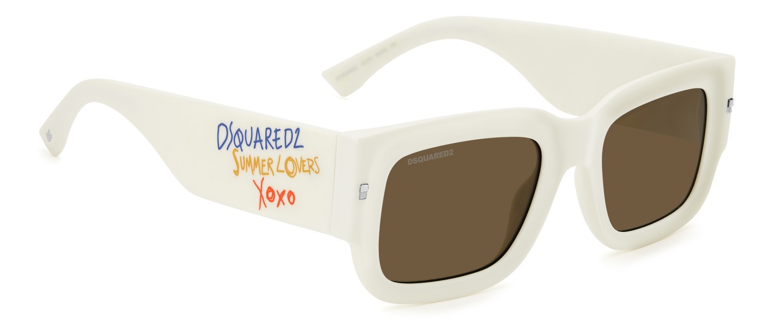 Occhiali da sole Dsquared2 D2 0089/S 208203 SZJ 70 colore ivory forma rettangolare lenti brown