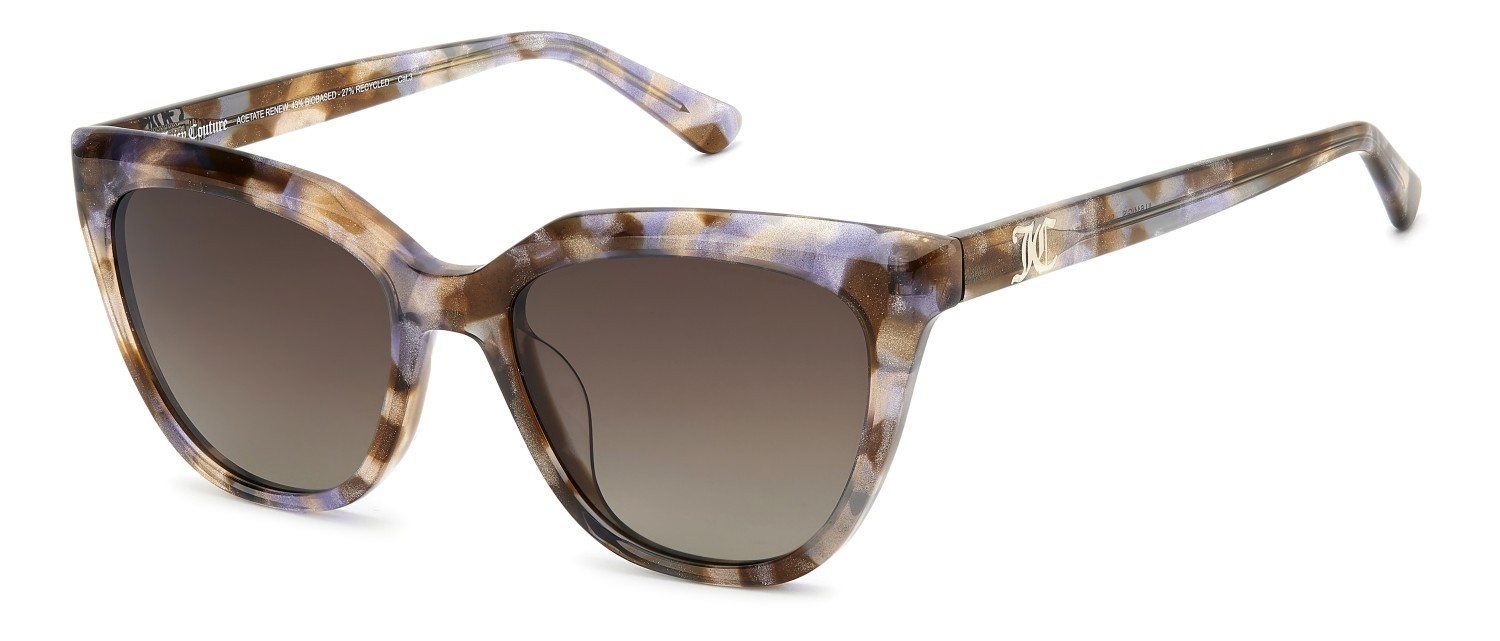 Sunglasses Juicy Couture Ju 644/G 208227 S61 HA color blue havana glitter shape rectangle lenses brown shaded