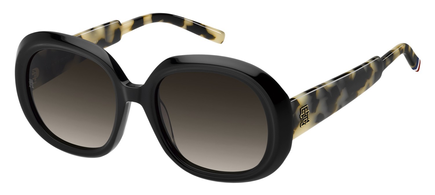 Sunglasses Tommy Hilfiger Th 2284/S 208231 WR7 HA color black havana shape round lenses brown shaded
