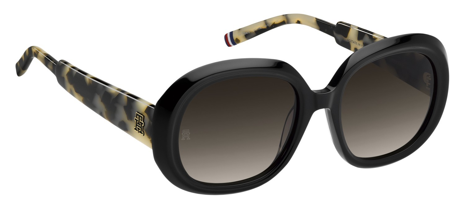 Sunglasses Tommy Hilfiger Th 2284/S 208231 WR7 HA color black havana shape round lenses brown shaded