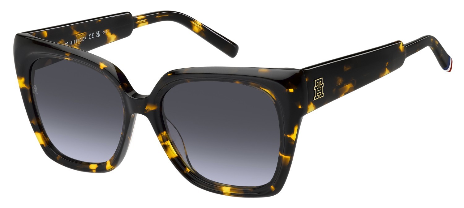 Sunglasses Tommy Hilfiger Th 2285/S 208232 086 08 color havana shape butterfly lenses dk blue shaded