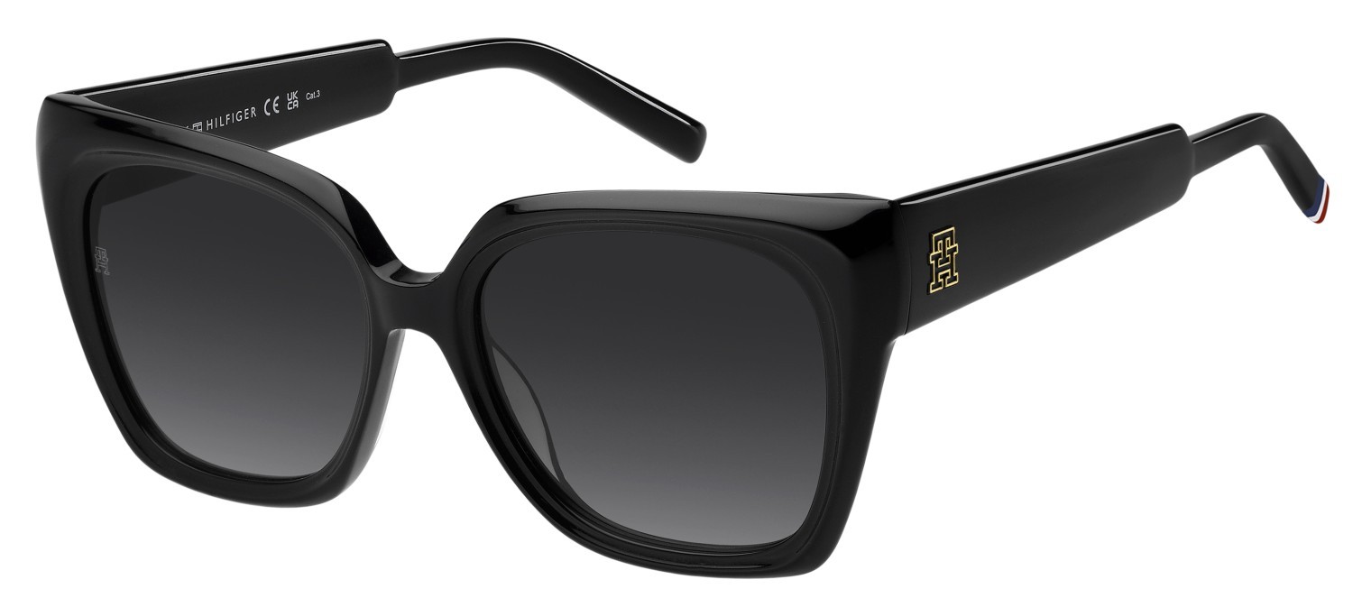 Sunglasses Tommy Hilfiger Th 2285/S 208232 807 9O color black shape butterfly lenses dark grey shaded