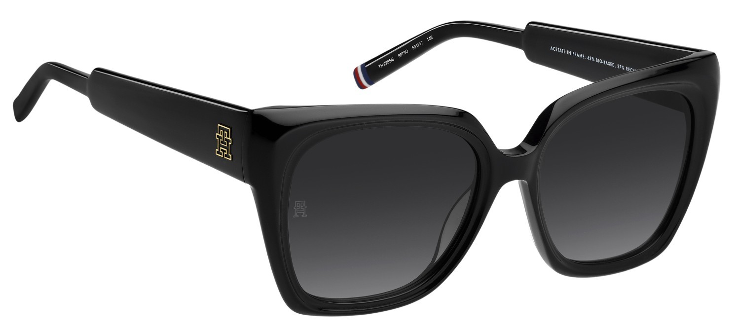 Sunglasses Tommy Hilfiger Th 2285/S 208232 807 9O color black shape butterfly lenses dark grey shaded