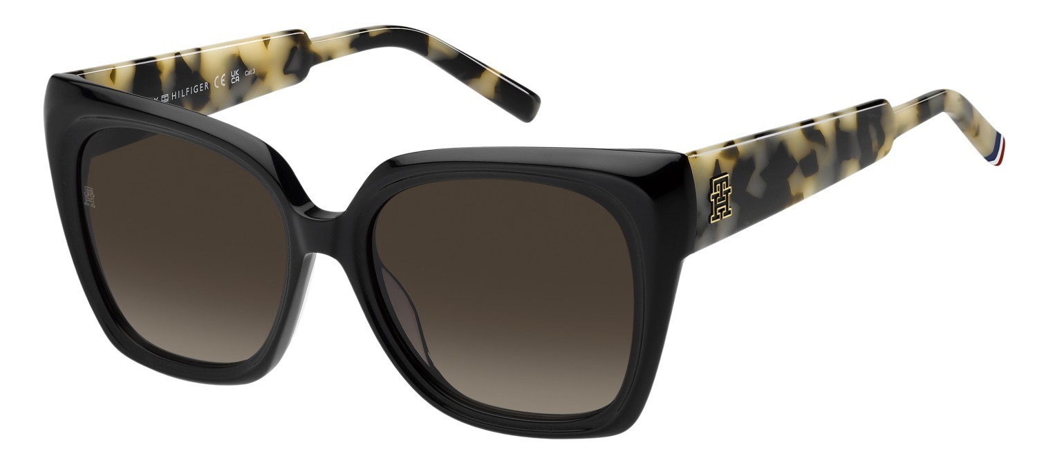 Sunglasses Tommy Hilfiger Th 2285/S 208232 WR7 HA color black havana shape butterfly lenses brown shaded