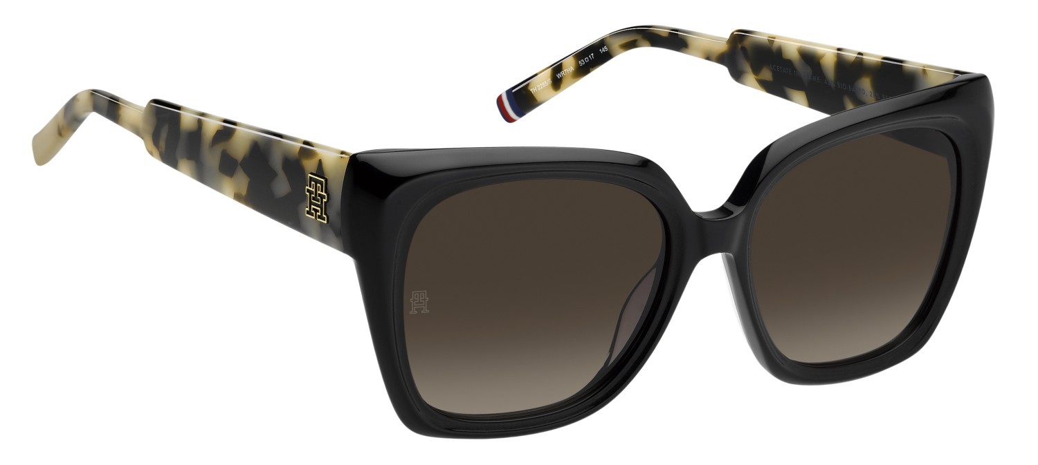 Sunglasses Tommy Hilfiger Th 2285/S 208232 WR7 HA color black havana shape butterfly lenses brown shaded