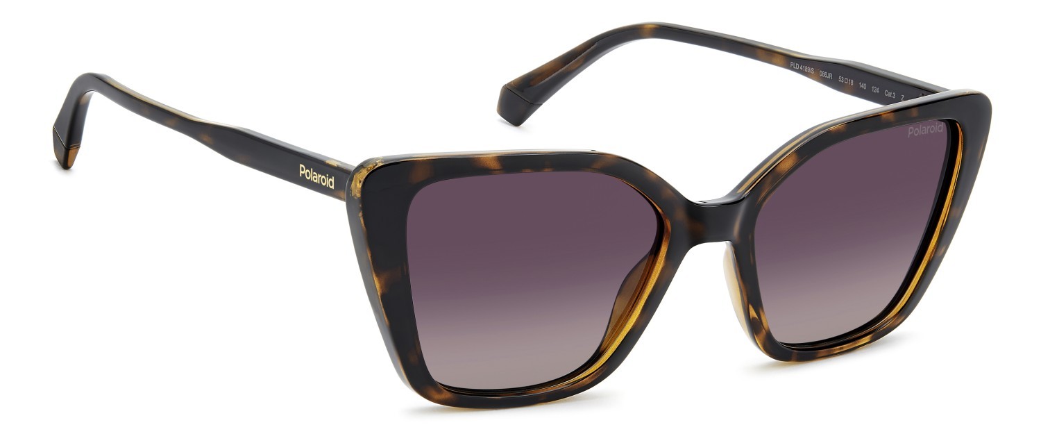 Sunglasses Polaroid Pld 4189/S 208267 086 JR color havana shape butterfly lenses burgundy shaded polarized