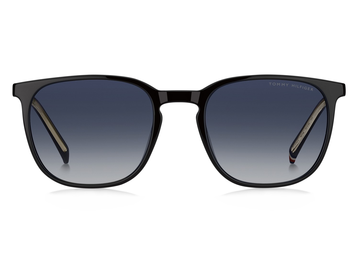 Sunglasses Tommy Hilfiger Th 2266/S 208269 807 08 color black shape square lenses dk blue shaded