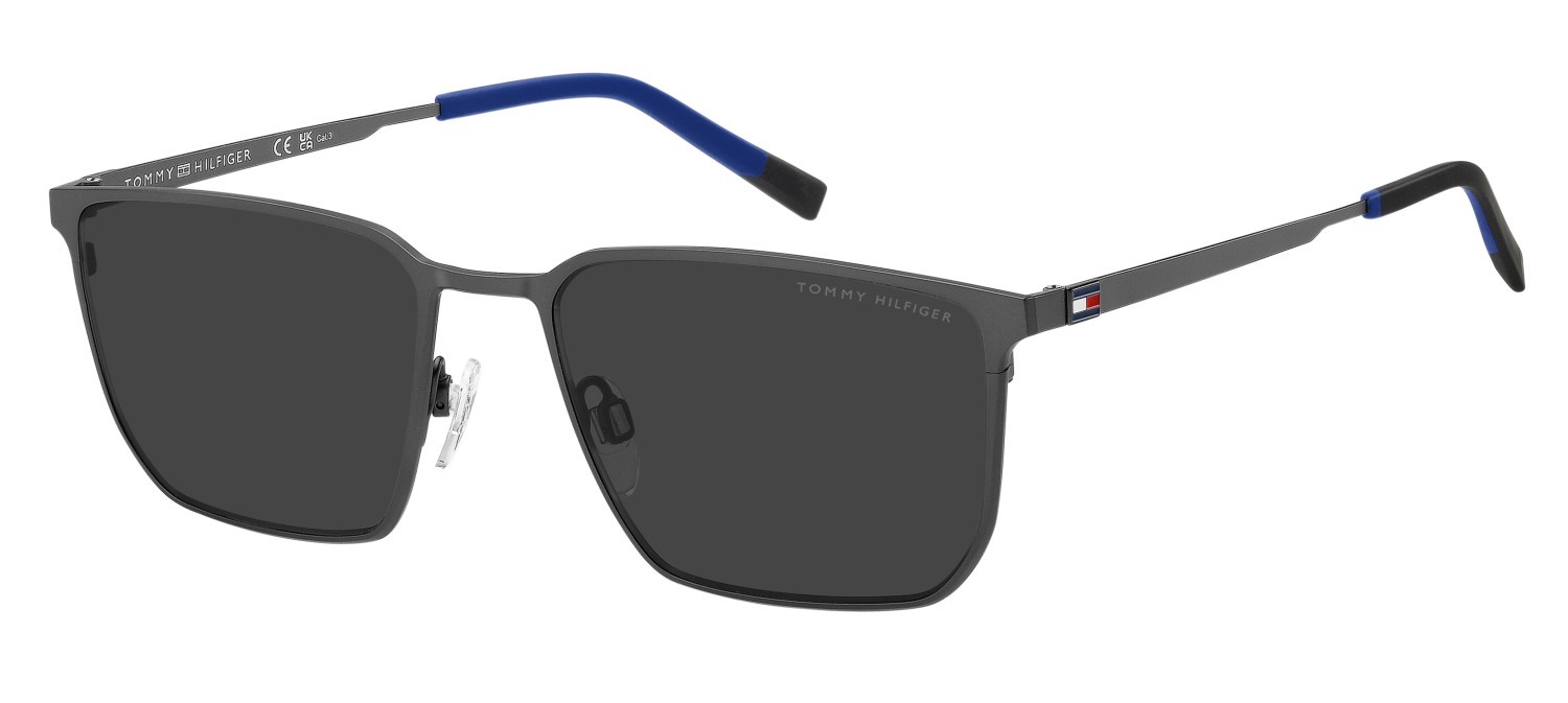 Occhiali da sole Tommy Hilfiger Th 2272/S 208271 SVK IR colore matte ruthenium black forma quadrato lenti grey