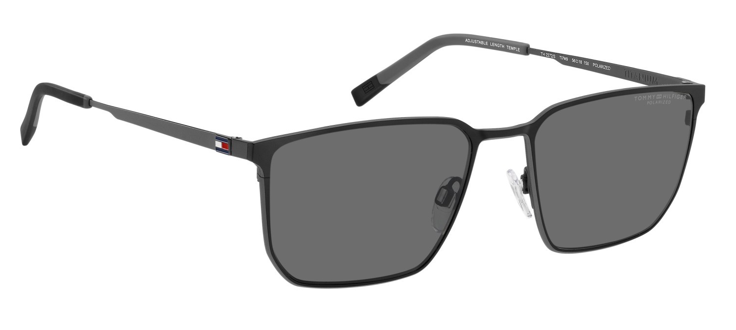 Occhiali da sole Tommy Hilfiger Th 2272/S 208271 TI7 M9 colore matte black ruthenium forma quadrato lenti grey polarized
