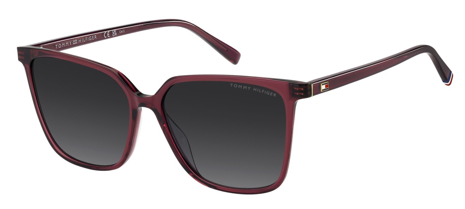 Occhiali da sole Tommy Hilfiger Th 2292/S 208279 LHF 9O colore burgundy 2 forma cat eye lenti dark grey shaded