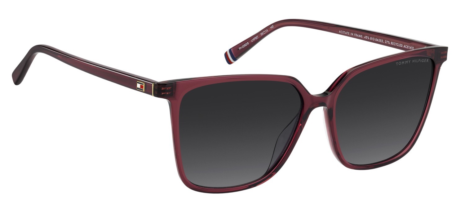 Occhiali da sole Tommy Hilfiger Th 2292/S 208279 LHF 9O colore burgundy 2 forma cat eye lenti dark grey shaded