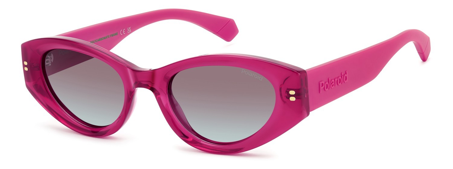 Sunglasses Polaroid Pld 6243/S 208281 MU1 JR color fuchsia shape cat eye lenses burgundy shaded polarized