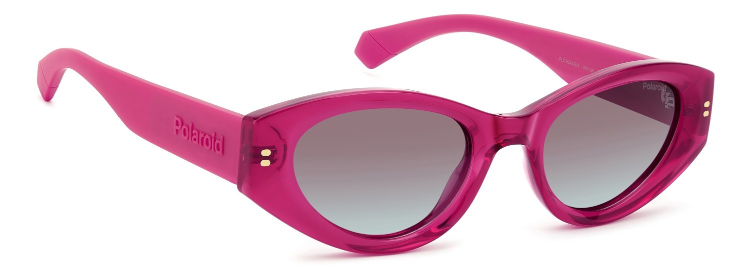 Sunglasses Polaroid Pld 6243/S 208281 MU1 JR color fuchsia shape cat eye lenses burgundy shaded polarized