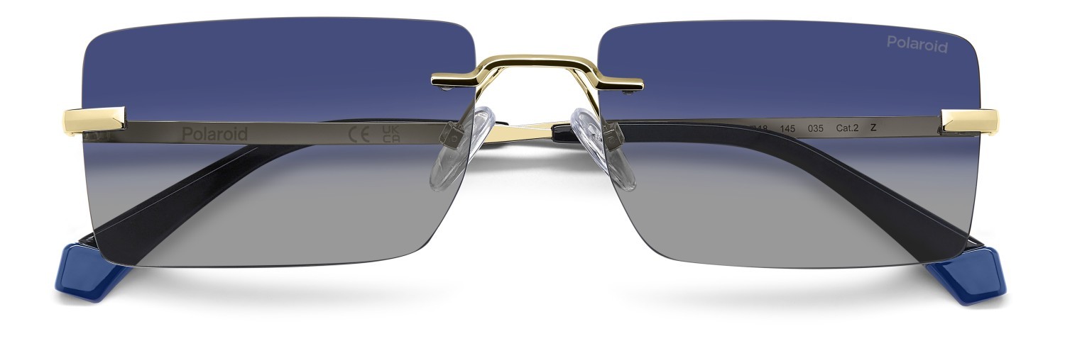 Sunglasses Polaroid Pld 6245/S 208283 LKS Z7 color gold blue shape rectangle lenses blue shaded polarized