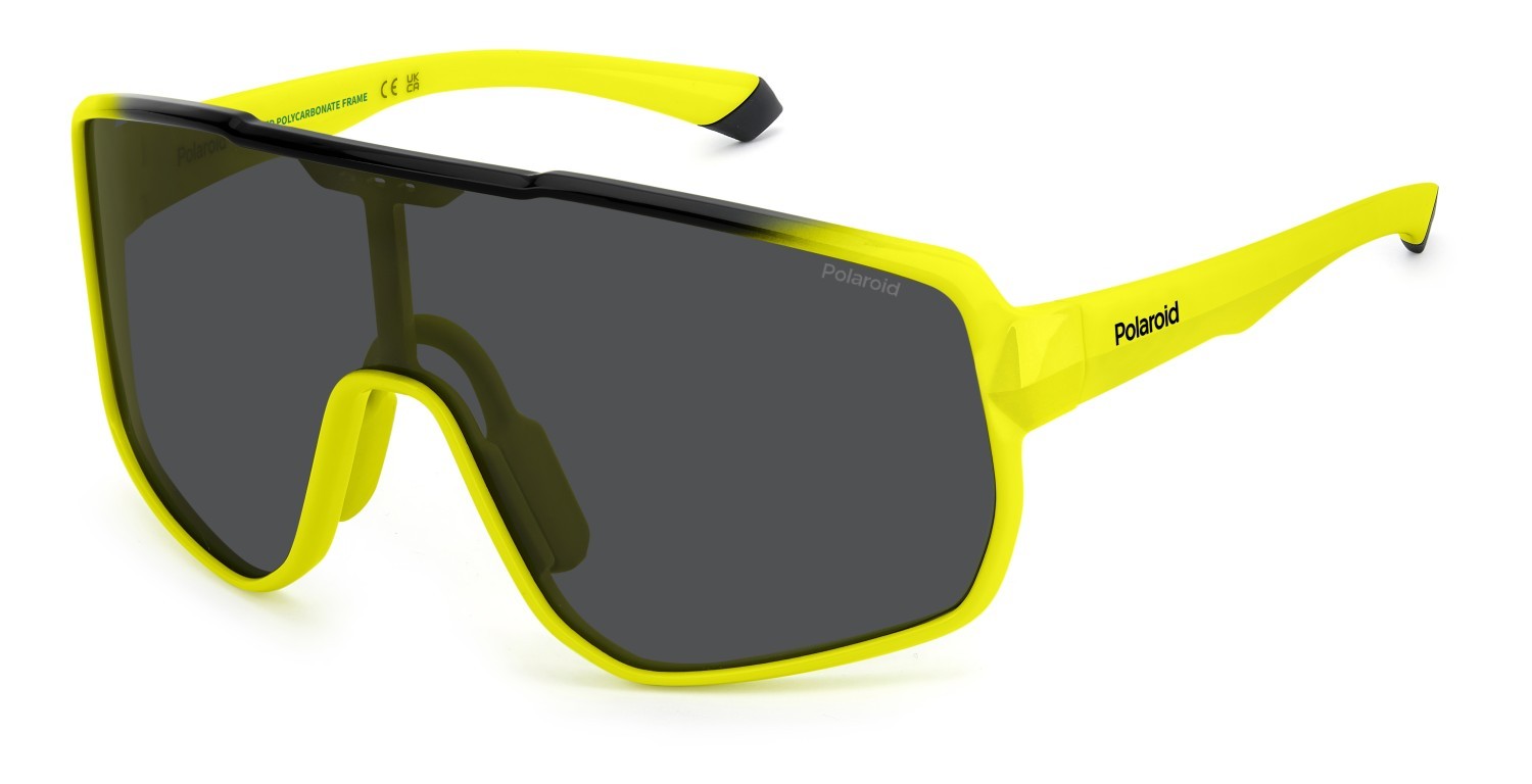 Sunglasses Polaroid Pld 7060/S 208284 4CW M9 color yellow black shape mask lenses grey polarized