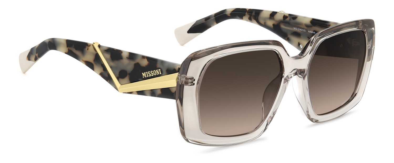 Occhiali da sole Missoni Mis 0246/G 208295 HAM HA colore champagne forma rettangolare lenti brown shaded