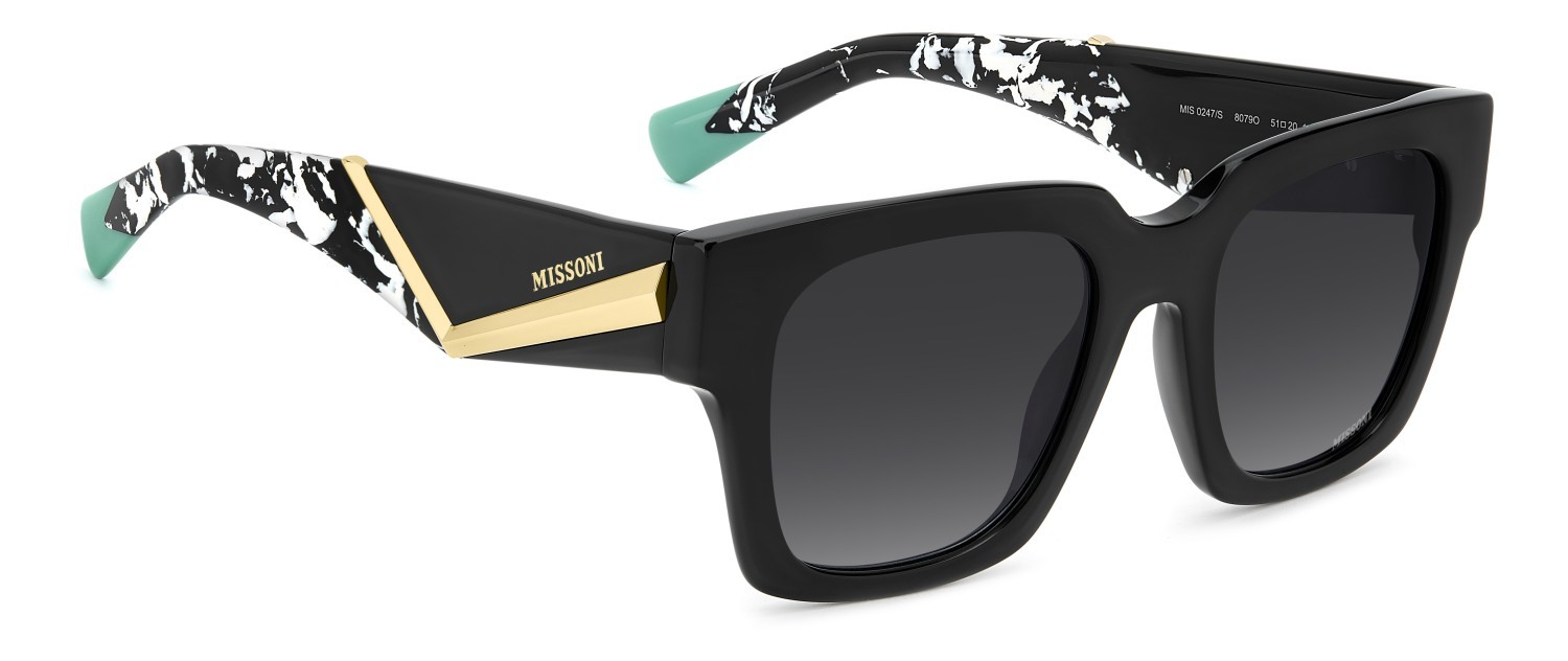 Occhiali da sole Missoni Mis 0247/S 208296 807 9O colore black forma quadrato lenti dark grey shaded