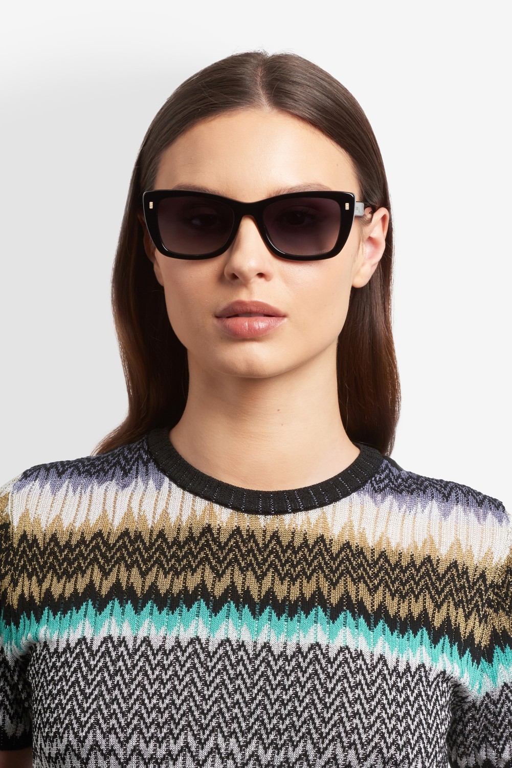 Occhiali da sole Missoni Mis 0256/S 208299 807 9O colore black forma rettangolare lenti dark grey shaded