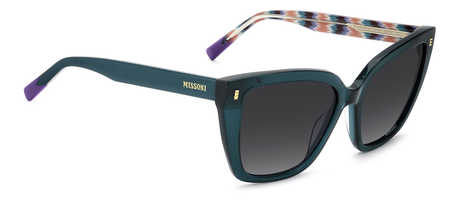 Occhiali da sole Missoni Mis 0257/S 208300 ZI9 9O colore teal forma cat eye lenti dark grey shaded