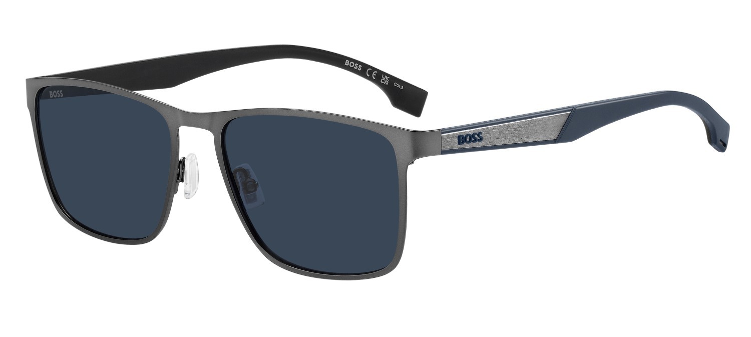 Occhiali da sole Hugo Boss 1826/S 208310 R80 KU colore matte dark ruthenium forma quadrato lenti blue