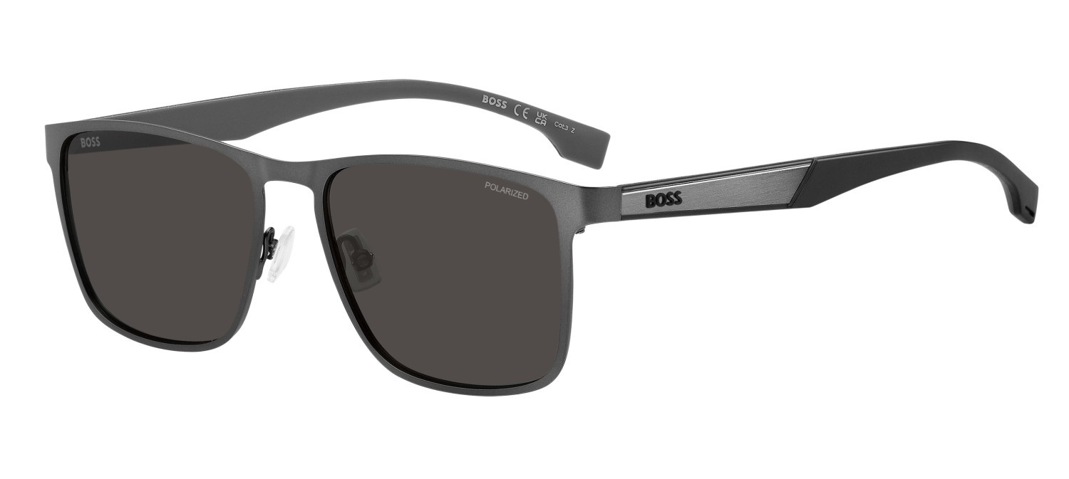 Occhiali da sole Hugo Boss 1826/S 208310 SVK M9 colore matte ruthenium black forma quadrato lenti grey polarized