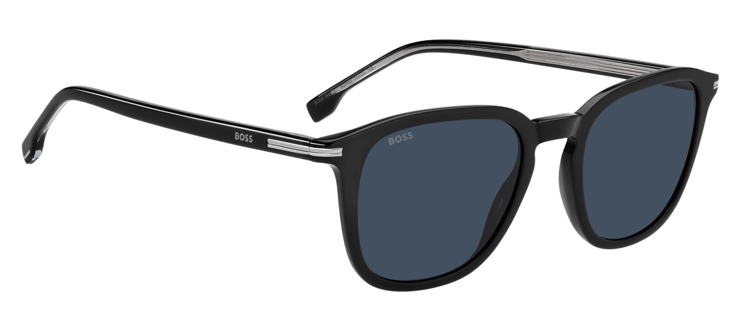 Occhiali da sole Hugo Boss 1845/S 208314 807 KU colore black forma rotondo lenti blue