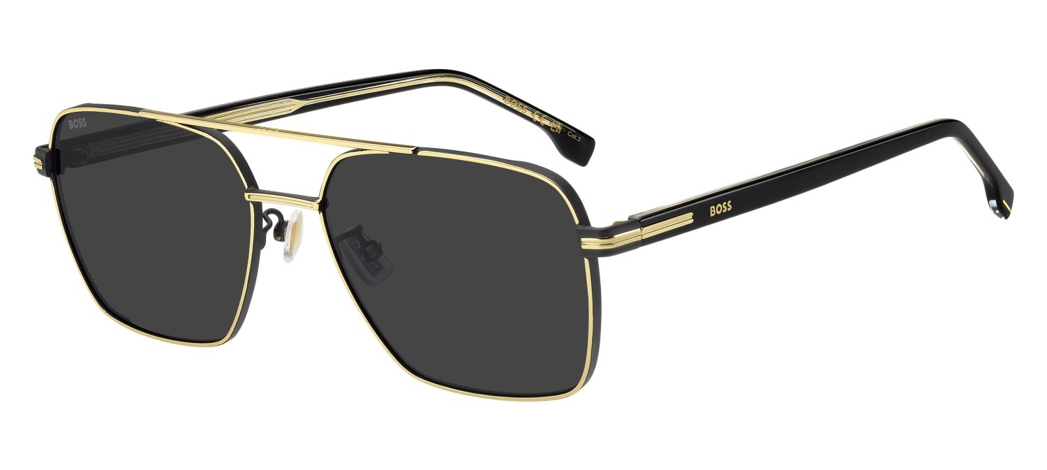 Occhiali da sole Hugo Boss 1846/G 208316 2M2 IR colore black gold forma rettangolare lenti grey