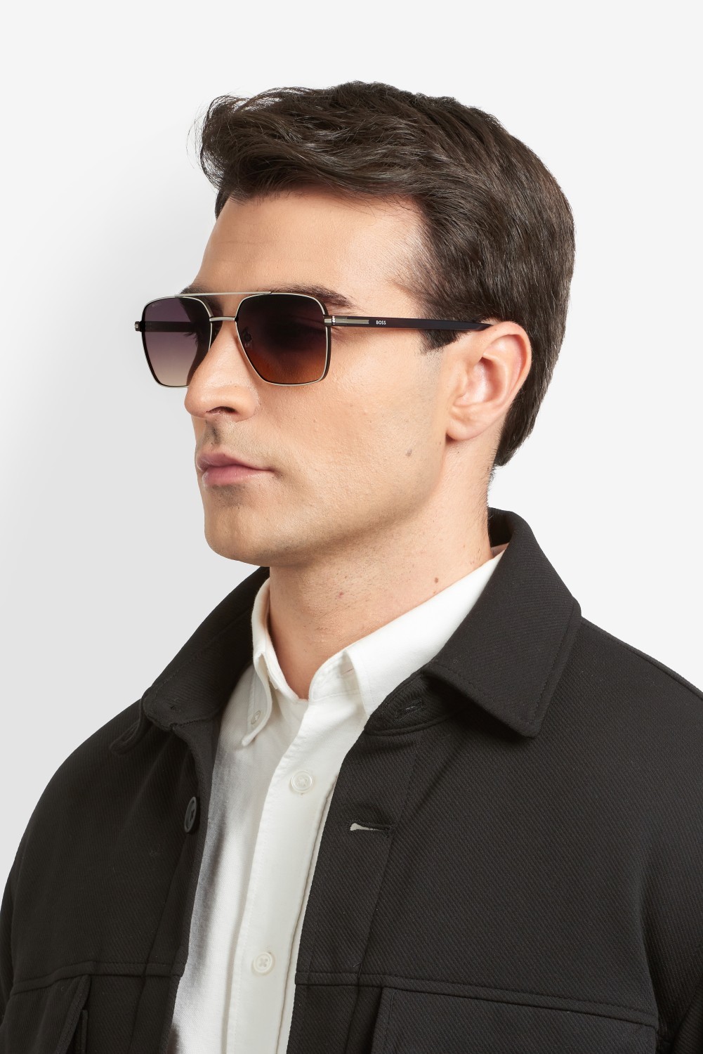 Occhiali da sole Hugo Boss 1846/G 208316 8OQ PR colore brown palladium forma rettangolare lenti grey brown doubleshade