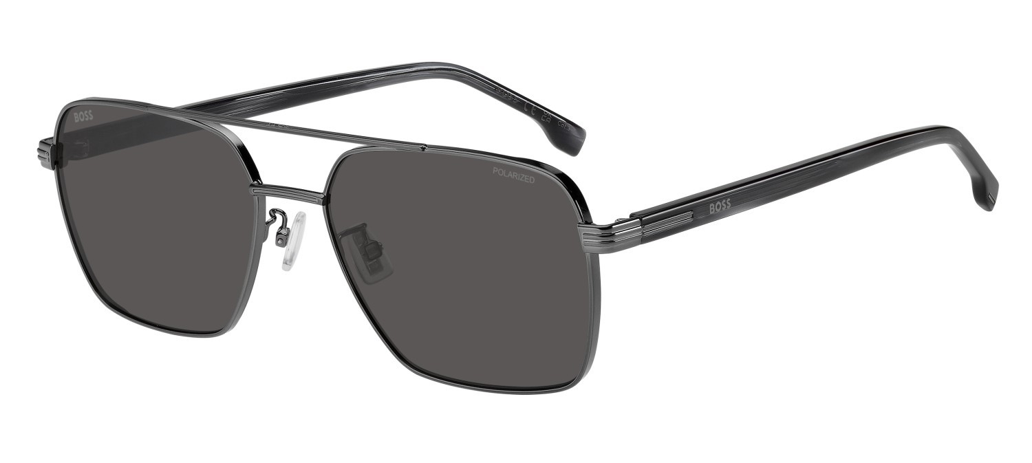 Occhiali da sole Hugo Boss 1846/G 208316 V81 M9 colore dark ruthenium black forma rettangolare lenti grey polarized