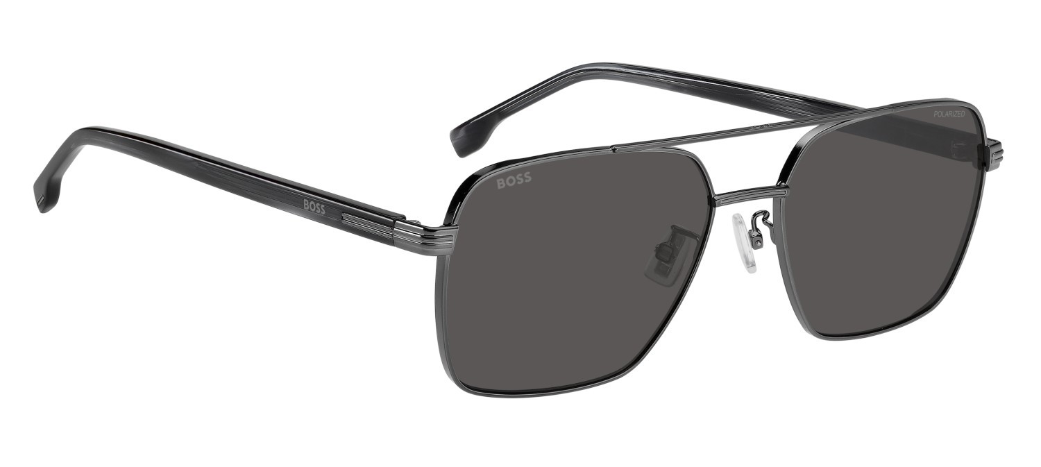 Occhiali da sole Hugo Boss 1846/G 208316 V81 M9 colore dark ruthenium black forma rettangolare lenti grey polarized