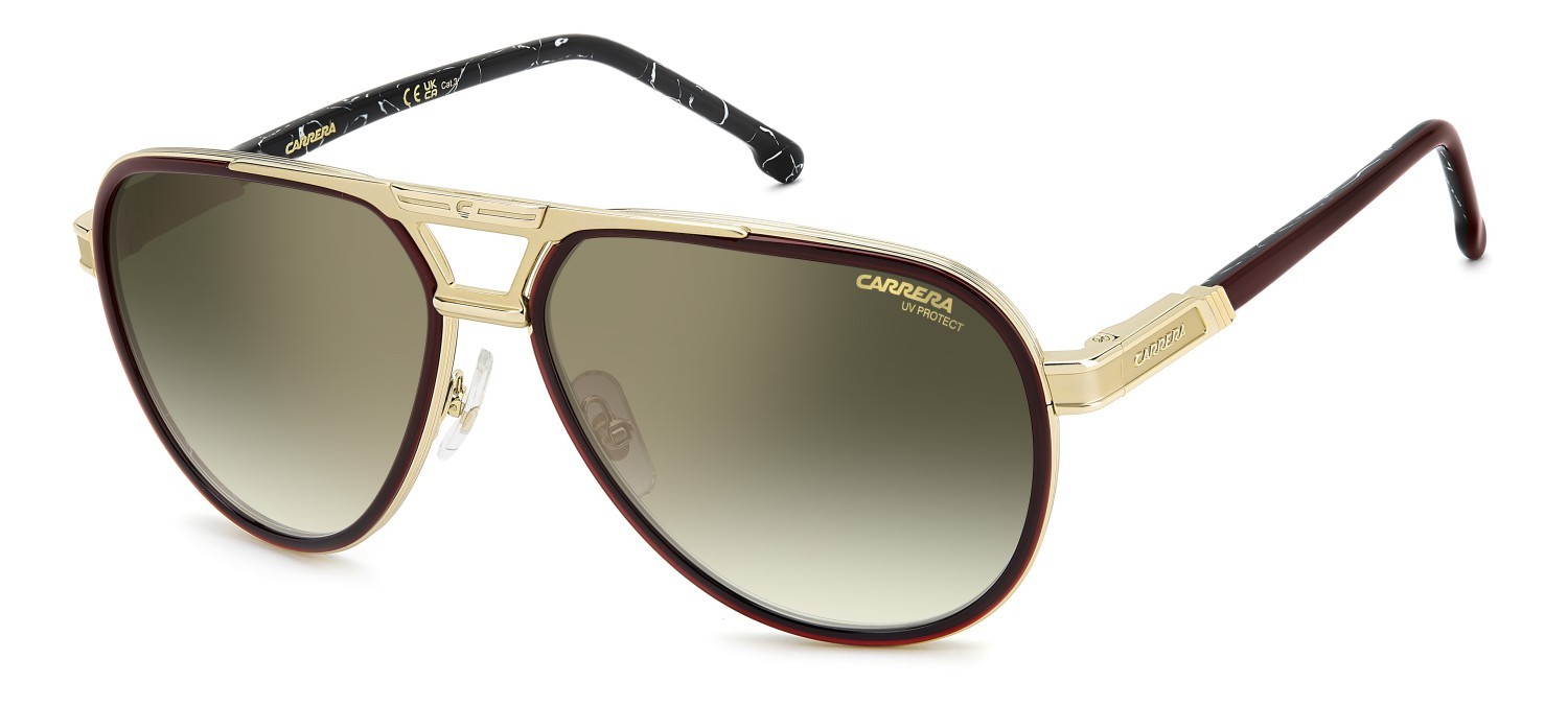 Sonnenbrillen Carrera 1076/S 208326 OIT D6 farbe black red form aviator gläser green shaded gold mirror antirefex