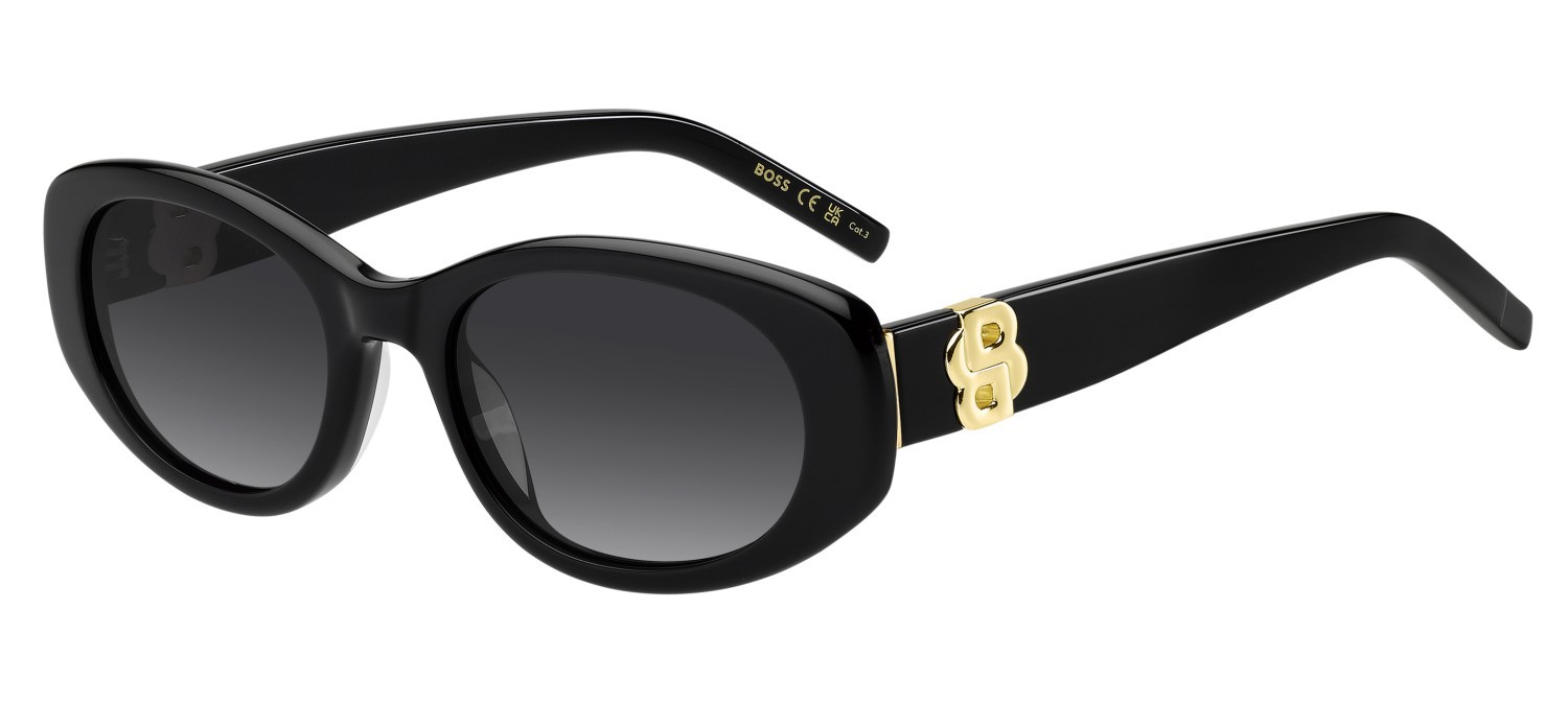 Occhiali da sole Hugo Boss 1859/G 208338 807 9O colore black forma ovale lenti dark grey shaded
