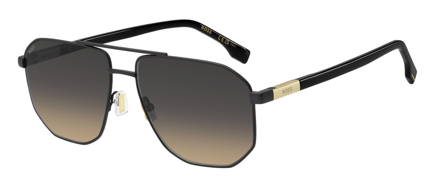 Sunglasses Hugo Boss 1832/S 208339 003 PR color matte black shape square lenses grey brown doubleshade