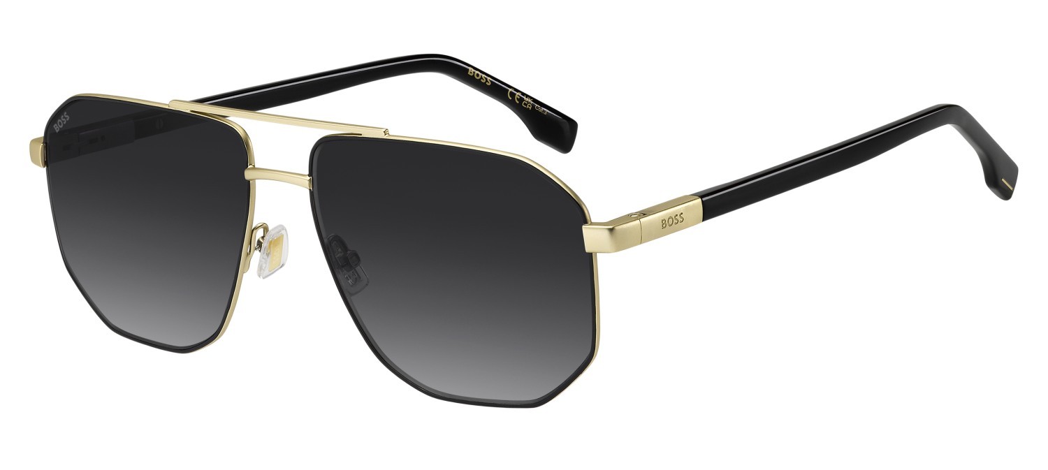 Occhiali da sole Hugo Boss 1832/S 208339 0NZ 9O colore matte gold black forma quadrato lenti dark grey shaded