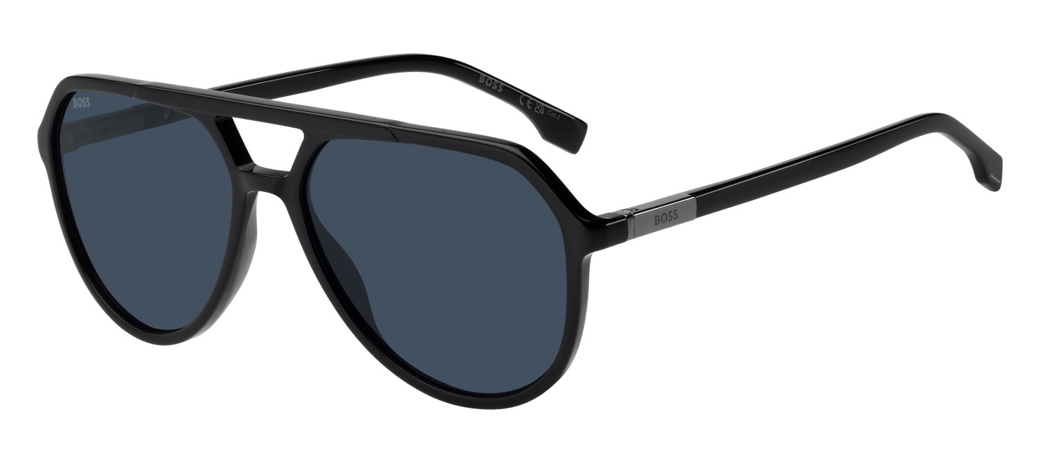 Occhiali da sole Hugo Boss 1831/S 208340 807 KU colore black forma aviator lenti blue