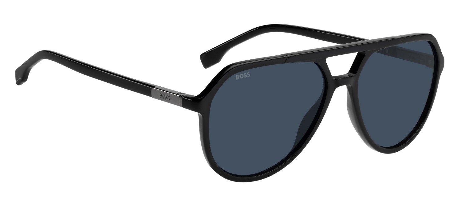 Occhiali da sole Hugo Boss 1831/S 208340 807 KU colore black forma aviator lenti blue