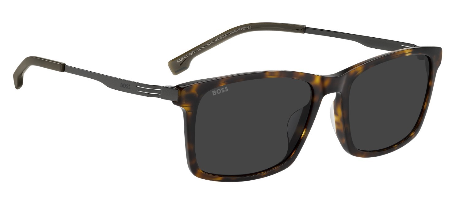 Occhiali da sole Hugo Boss 1836/G 208343 086 IR colore havana forma rettangolare lenti grey