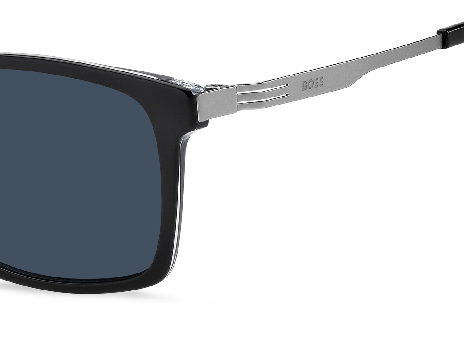 Occhiali da sole Hugo Boss 1836/G 208343 7C5 KU colore black crystal forma rettangolare lenti blue