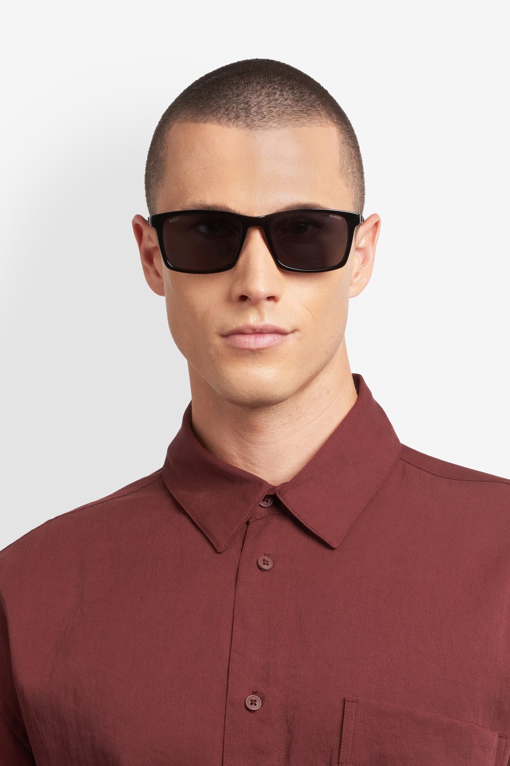 Occhiali da sole Hugo Boss 1836/G 208343 807 M9 colore black forma rettangolare lenti grey polarized