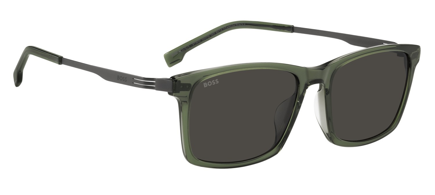 Occhiali da sole Hugo Boss 1836/G 208343 8YW IR colore green grey forma rettangolare lenti grey